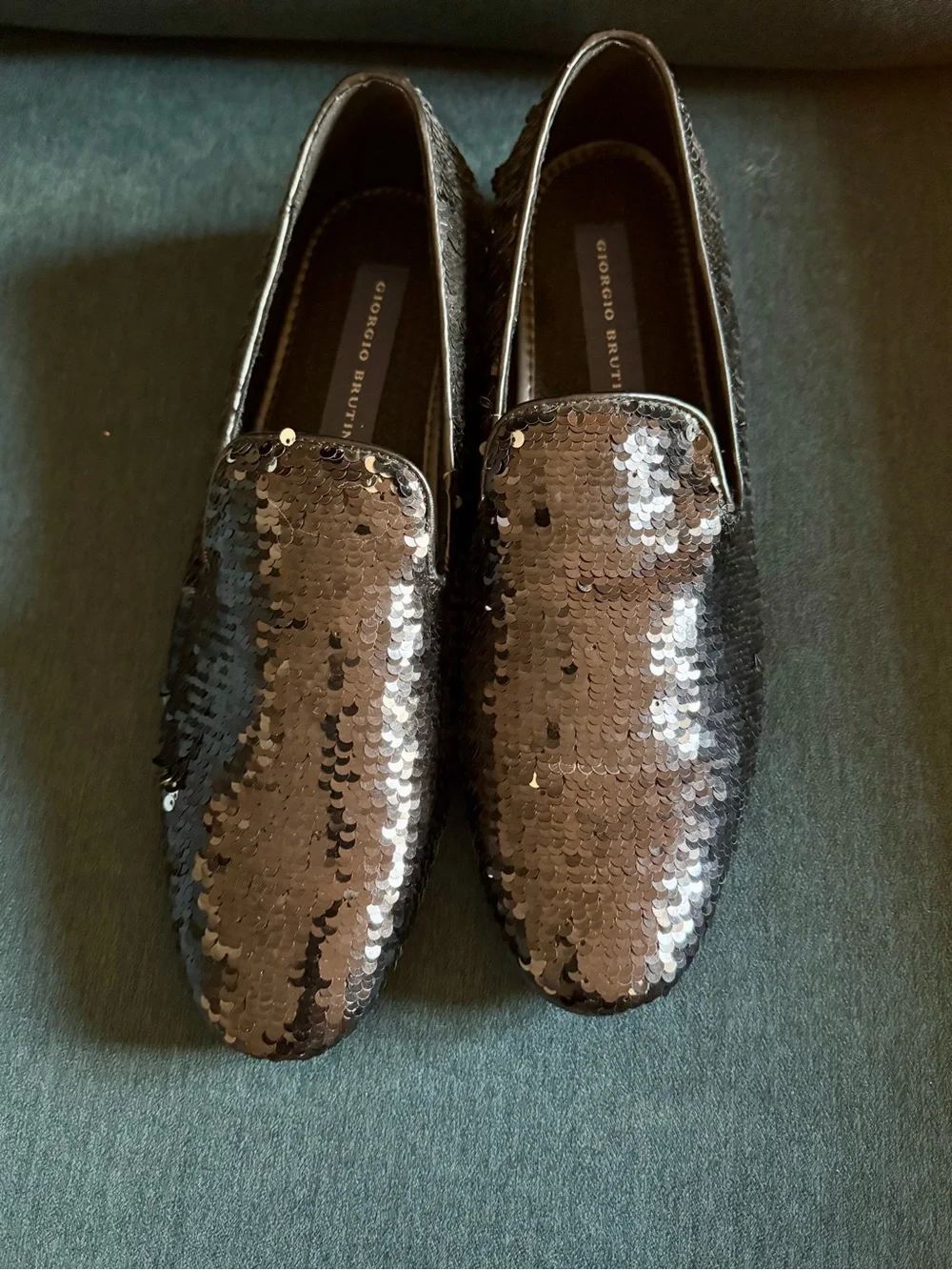 Giorgio Brutini Black Sequined Slip-On Loafers